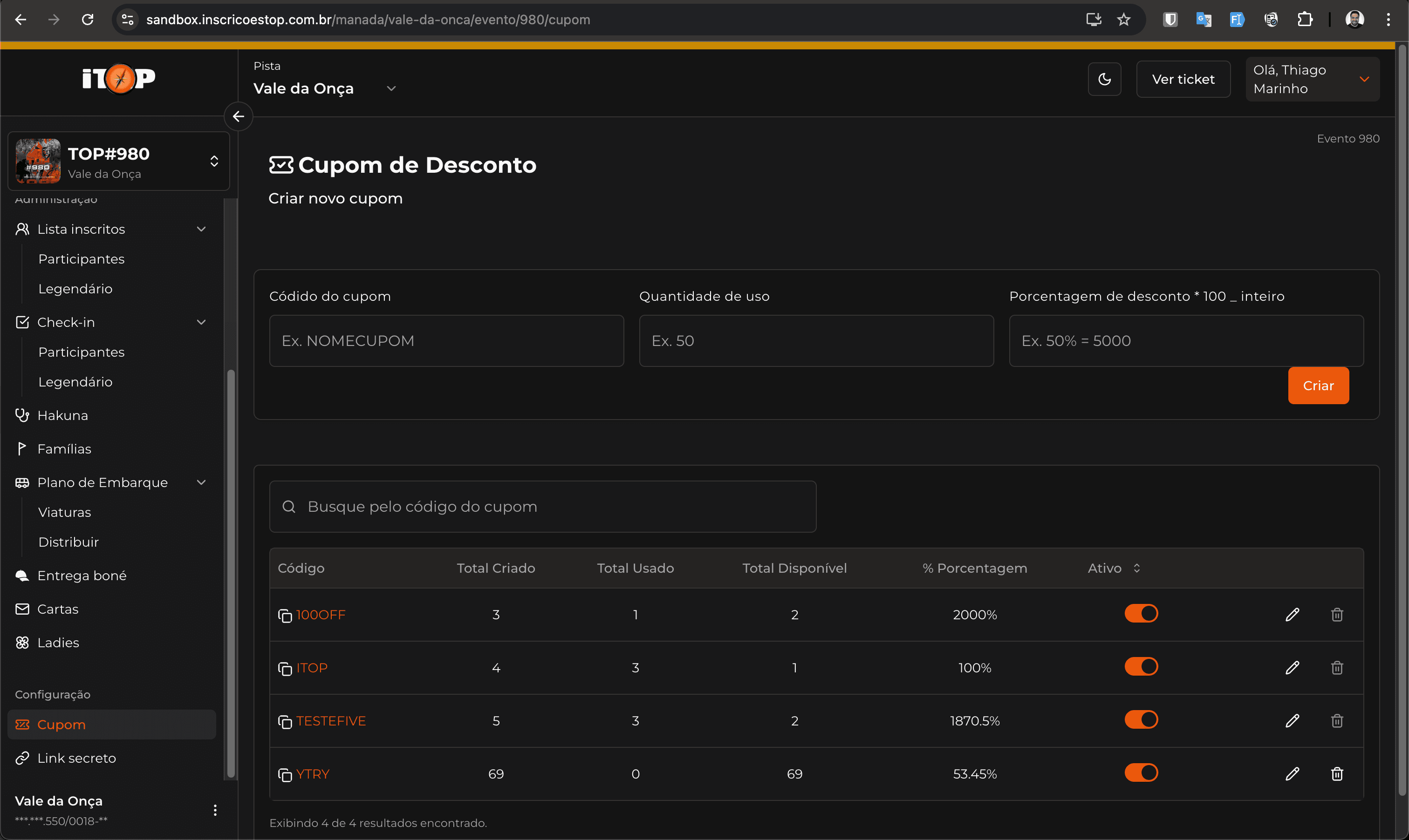 Cupons de desconto